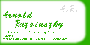 arnold ruzsinszky business card